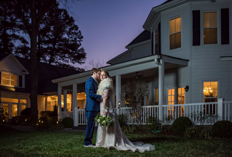 Photoshoot at night with the Bride and Groom at The Matthews House