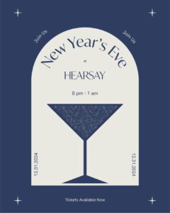 Graphic for New Years Eve Party at Hearsay, Cary, NC